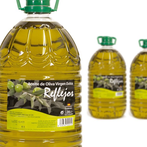 Aceite de oliva virgen extra Reflejos en garrafa de 5 litros